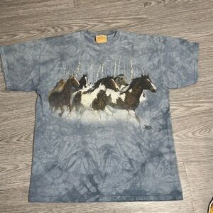VINTAGE The Mountain T Shirt Mens Sz Large Wild Horses Stampede 1999 Tie Dye 90s